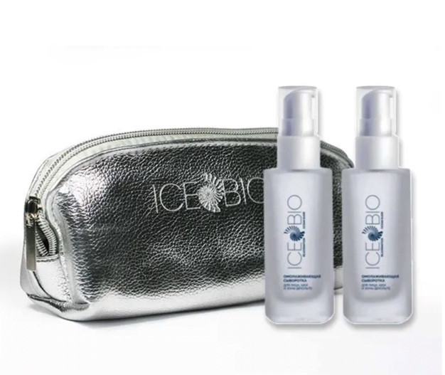 ICE BIO. Набор Сыворотка  2 шт омолаживающая для лица, шеи и зоны декольте 30мл, в косметичке в Волгограде
